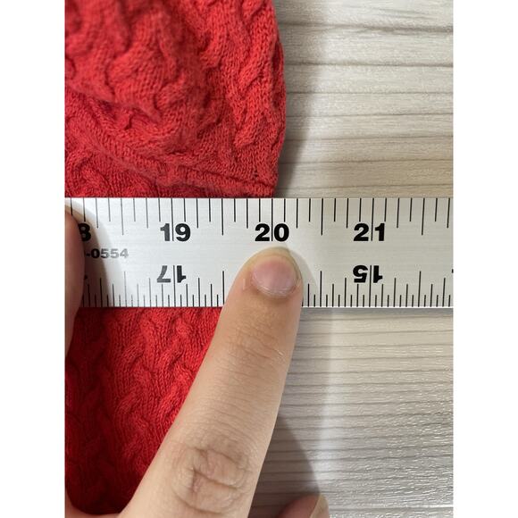 Talbots Sweater Womens Large Red Pullover V Neck 100% Cotton Solid Textured - Picture 5 of 8